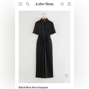 &Other Stories Black Belted Short Sleeve Jumpsuit